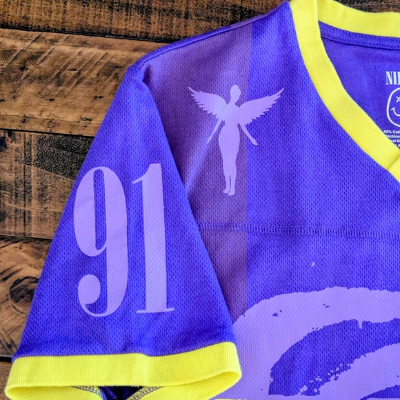 Nirvana In Utero "91" Purple Soccer Jersey Size S Kurt Cobain Grunge Wear NWT - Picture 4 of 9